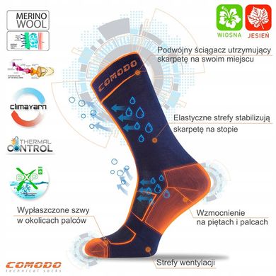 Трекінгові термошкарпетки Comodo Merino Wool Light Socks TRE8 L (43-46), M (39-42)